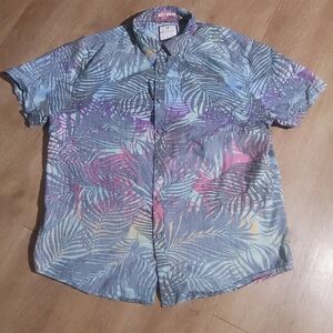 Denim & Flower Multicolor Leaf Print Men's Shirt